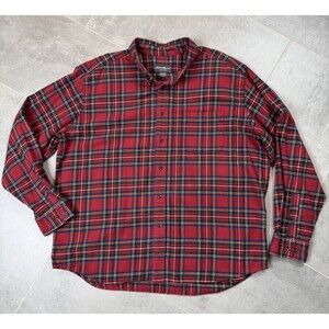 Eddie Bauer Plaid Flannel Shirt Men’s XL Red Blue Green 100% Cotton Button Up